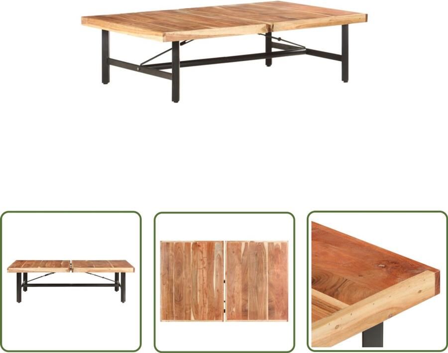 VidaXL Salontafel Massief Acaciahout 142x90x42 cm Salontafel Acacia Houten Meubilair Klassieke Salontafel Houten Salontafel Vintage Salontafel Bruine Salontafel Lage Tafel Zitkamermeubelen Livingroom Furniture Koffietafel