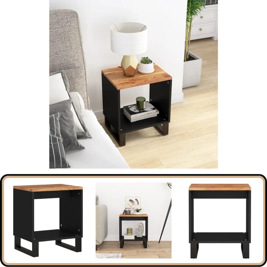 VidaXL Salontafel Massief Acaciahout 40x31x46 cm Salontafel Bijzettafel Acacia Houten Meubilair Houten Salontafel Vintage Stijl