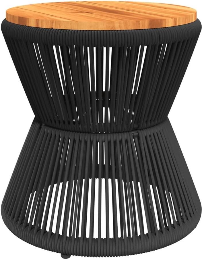 VidaXL Salontafel Massief Acaciahout 45x44 cm Salontafel Bijzettafel Acacia Hout Zwarte Salontafel Modern Design