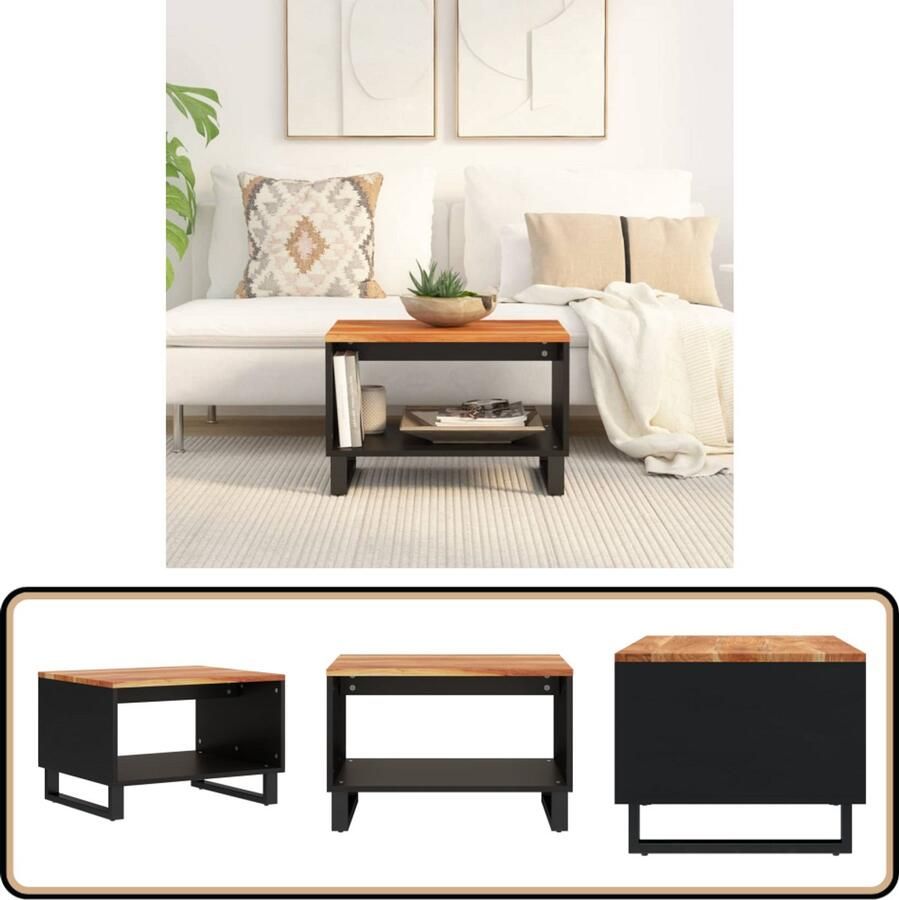 VidaXL Salontafel Massief Acaciahout 60x50x40 cm Salontafel Acacia Houten Meubilair Bijzettafel Kamerdecoratie Interieurstyling