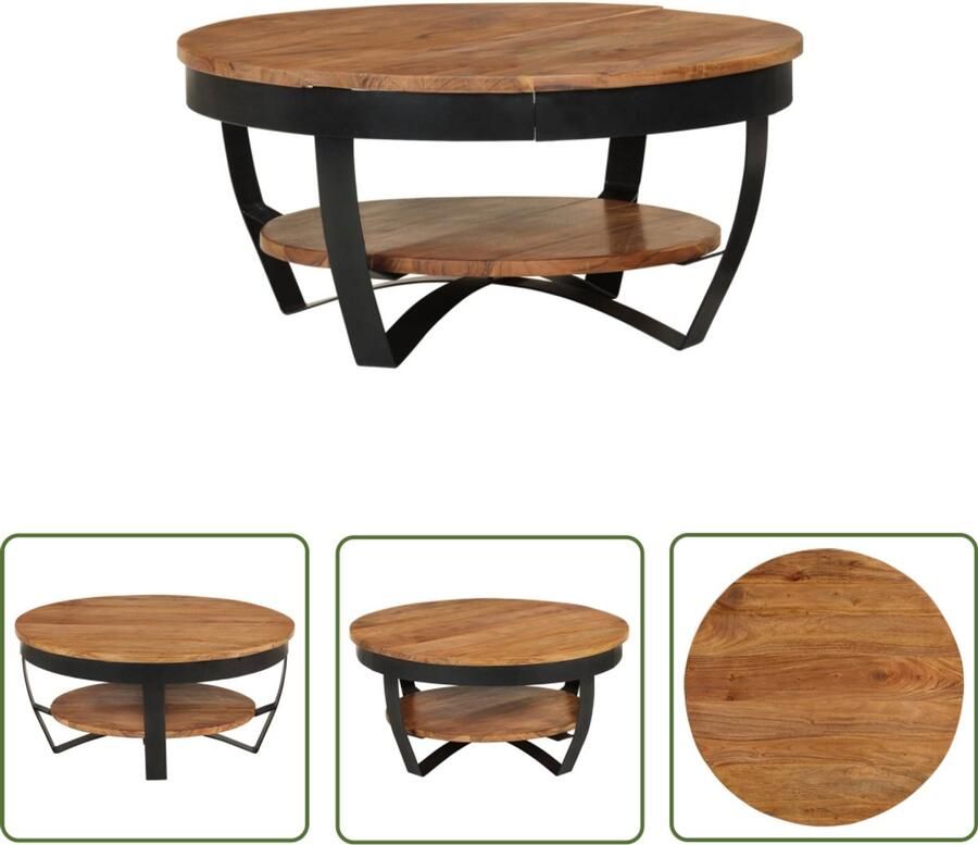 VidaXL Salontafel Massief Acaciahout 65x65x32 cm Salontafel Industrieel Design Acacia Hout Vintage Bijzettafel Accenttafel
