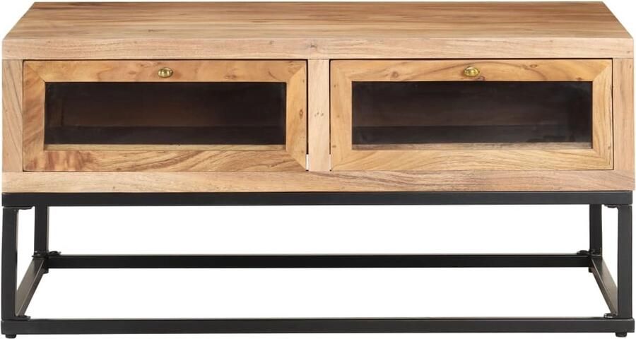 VidaXL Salontafel Massief Acaciahout 90x60x40 cm Salontafel Industrieel Design Acacia Hout Bruine Salontafel Bijzettafel Living Room Furniture Woonkamer Meubilair Vintage Style Modern Industrial Stoere Salontafel