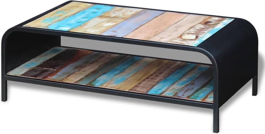 VidaXL Salontafel Massief Gerecycled Hout 100x50x35 cm Salontafel Vintage Industrieel Houten Salontafel Recycled Wood Furniture Bijzettafel Living Room Furniture - Foto 2