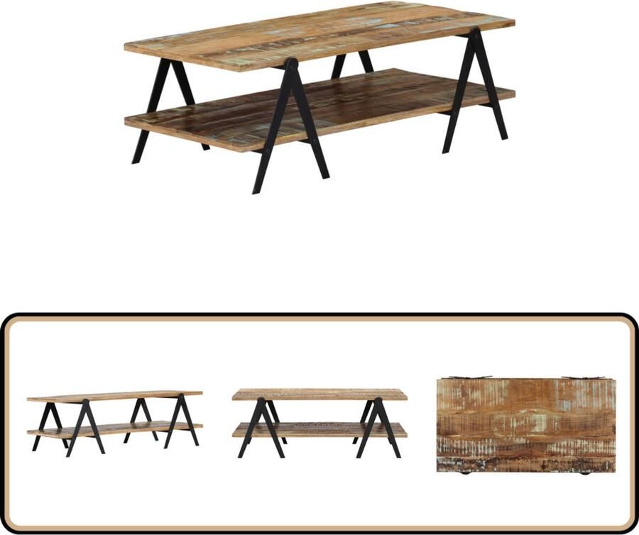 VidaXL Salontafel Massief Gerecycled Hout 115x60x40 cm Salontafel Houten Salontafel Vintage Salontafel Industriële Salontafel Gerecycled Hout
