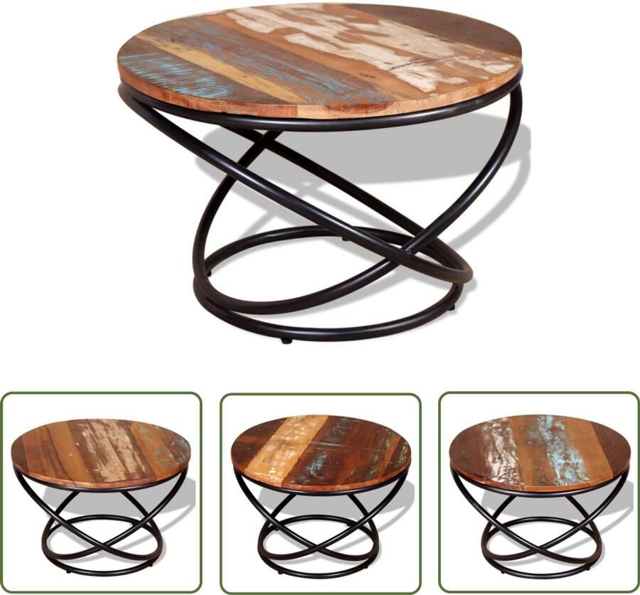 VidaXL Salontafel Massief Gerecycled Hout 60x60x40 cm Salontafel Antiek Industriële Meubelen Houten Salontafels Vintage Interieur Handmade Furniture Recycled Wood