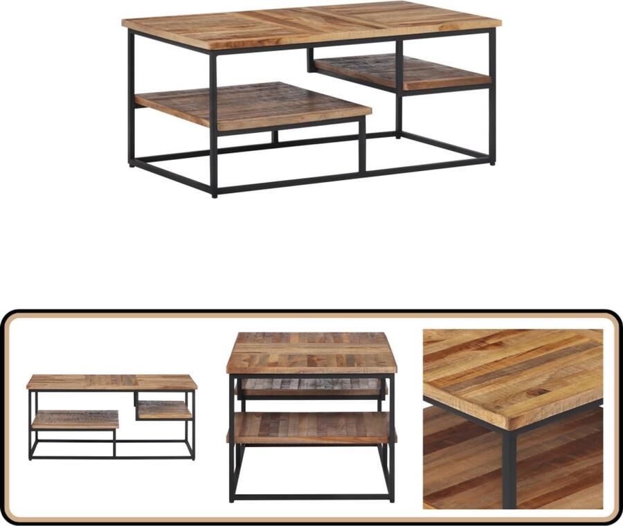 VidaXL Salontafel Massief gerecycled teakhout 90x50x39 cm Salontafel Salontafels Bijzettafel Banktafel