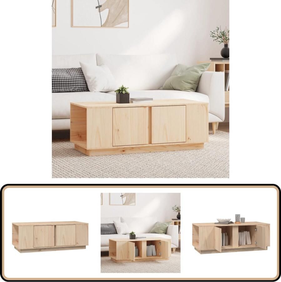 VidaXL Salontafel Massief Grenenhout 110x50x40 cm Salontafel Houten Salontafel Grenenhout Salontafel Salontafeltje Bijzettafel Tv Tafeltje Living Room Furniture Meubilair