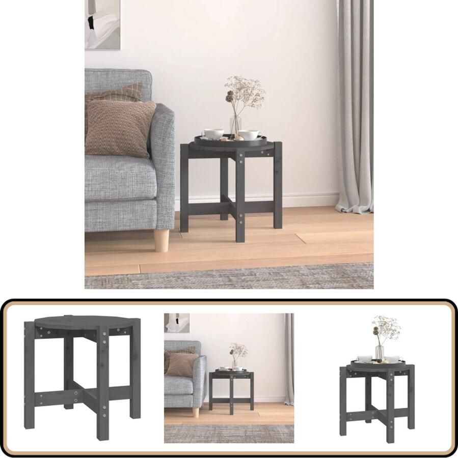 VidaXL Salontafel Massief Grenenhout Grijs Ø52 5x45 cm Klassieke Salontafel Houten Salontafel Grenenhouten Salontafel Grijze Salontafel Grijs Kleine Salontafel Bijzettafel Koffietafel