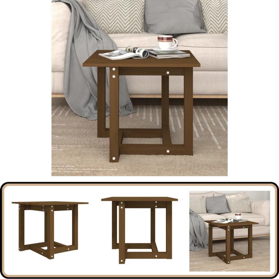 The Living Store Salontafel Massief Grenenhout Honingbruin 50 x 50 x 45 cm Salontafel Massief Hout Grenenhout Honingbruin Living Room Furniture - Foto 2