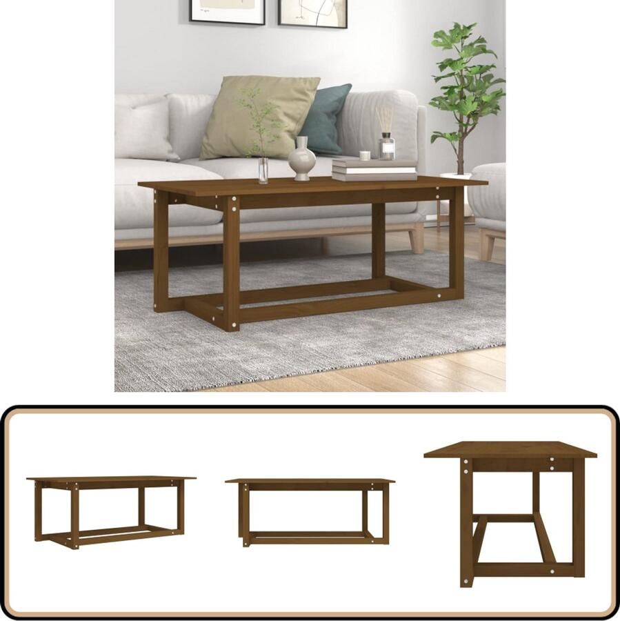 VidaXL Salontafel Massief Grenenhout Honingbruin Salontafel Bijzettafel Grenenhouten Meubilair Houtmeubelen Bruine Salontafel