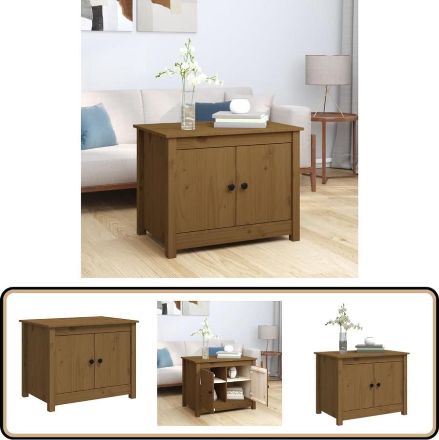 VidaXL Salontafel Massief Grenenhout Honingbruin Salontafel Hout Grenenhout Honingbruin Opbergruimte Stabiele Salontafel