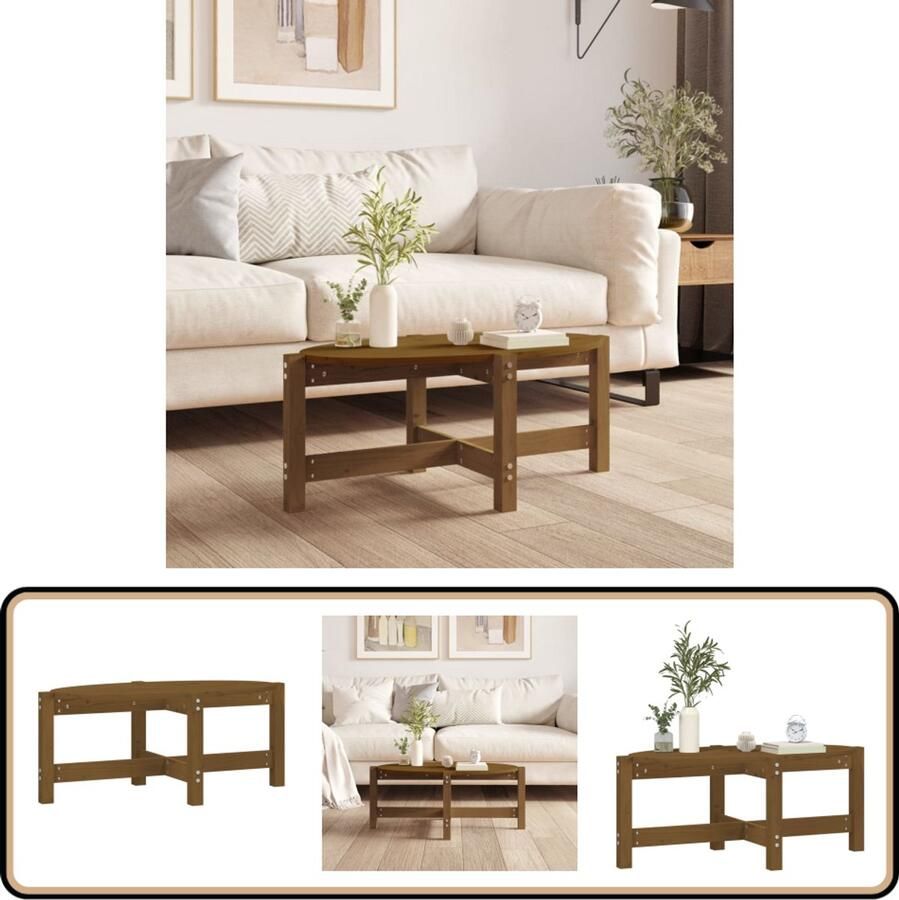 VidaXL Salontafel Massief Grenenhout Honingbruin Salontafel Houten Salontafel Grenenhout Salontafel Klassieke Salontafel Honingbruine Salontafel