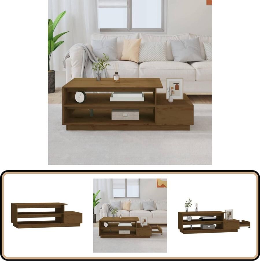 VidaXL Salontafel Massief Grenenhout Honingbruin Salontafel Houten Salontafel Grenenhouten Salontafel Salontafeltje Tv Tafeltje Koffietafel Living Room Furniture Meubilair