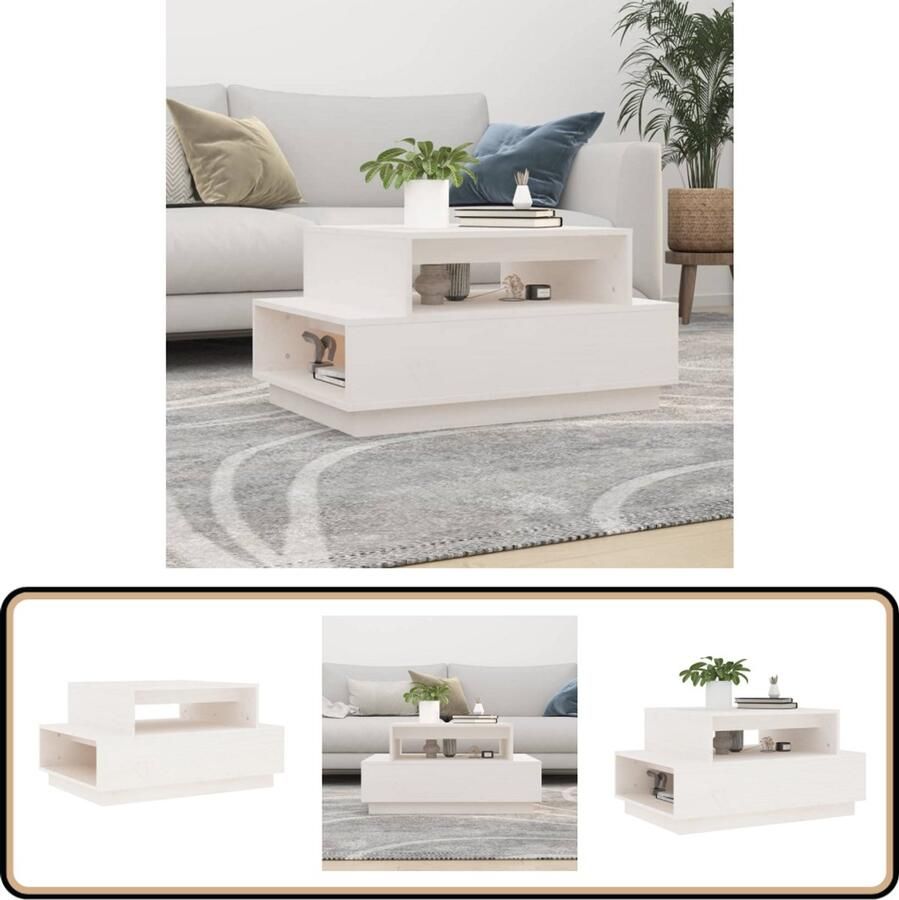 VidaXL Salontafel Massief Grenenhout Wit 80x55x40 5 cm Salontafel Houten Salontafel Grenenhout Salontafel Witte Salontafel Kleine Salontafel Ruim Tafelblad Opbergruimte Stijlvolle Salontafel Design Salontafel