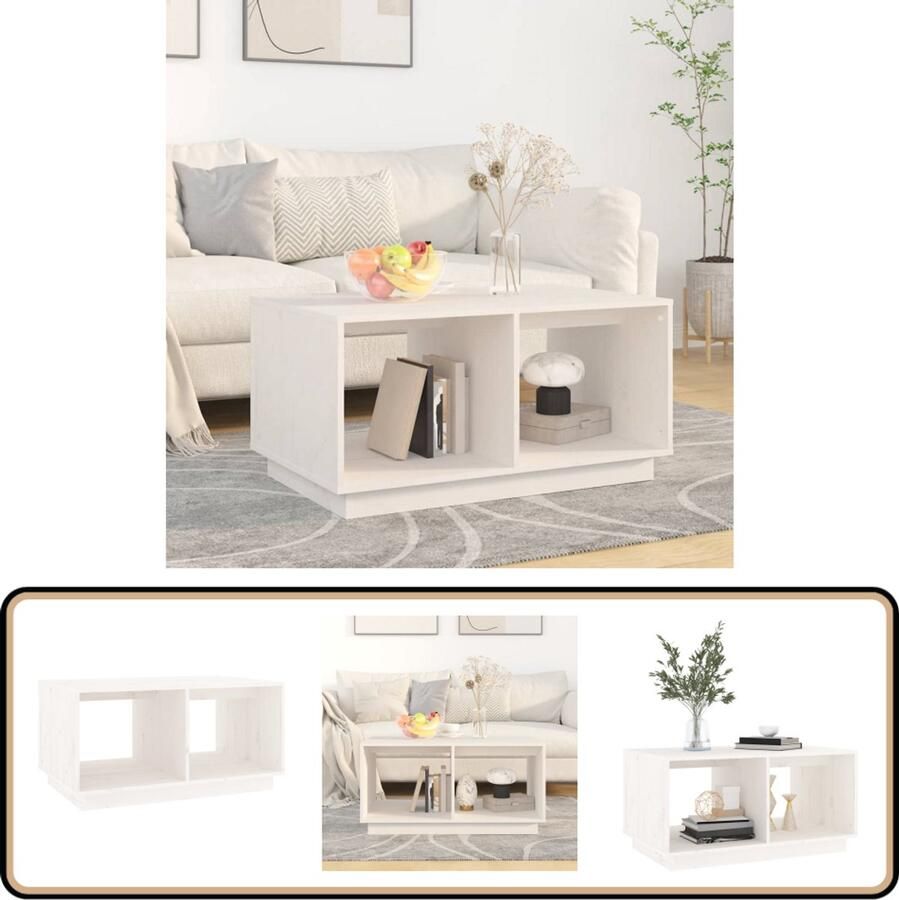 VidaXL Salontafel Massief Grenenhout Wit Salontafel Bijzettafel Hout Grenenhout Witte Salontafel