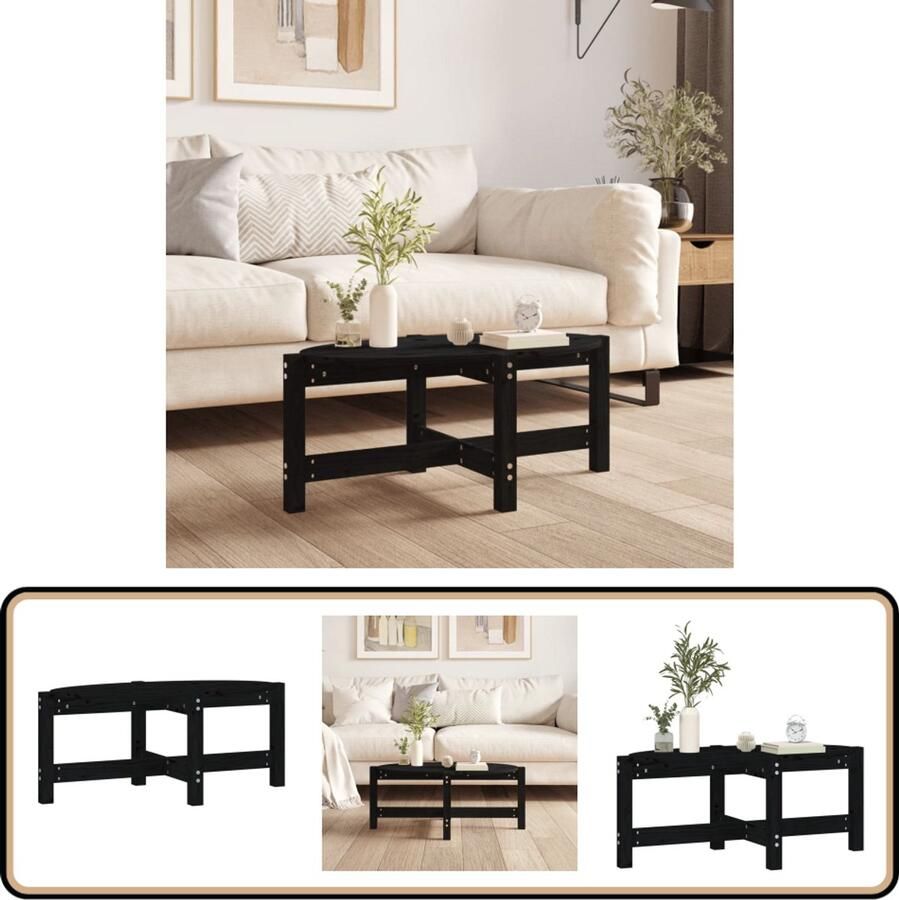 VidaXL Salontafel Massief Grenenhout Zwart Salontafel Houten Salontafel Klassieke Salontafel Grenenhouten Salontafel Zwarte Salontafel