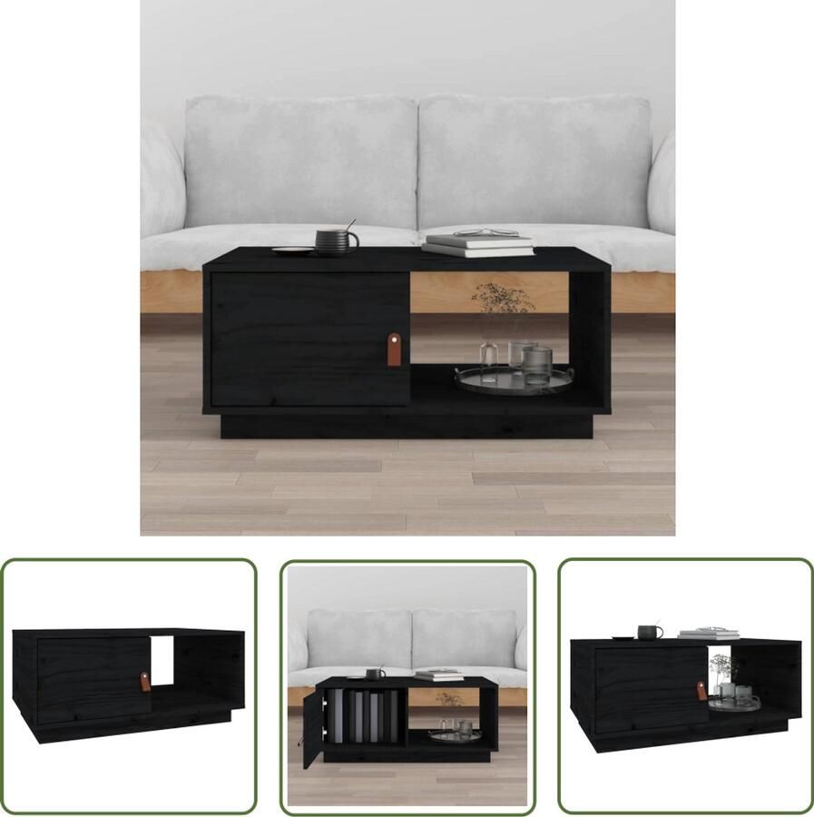 VidaXL Salontafel Massief Grenenhout Zwart Salontafel Massief Hout Grenenhout Zwarte Tafel Modern Design Tv Tafeltje Zitkamer Meubilair Woonkamer Decoratie Opbergruimte Stijlvolle Salontafel