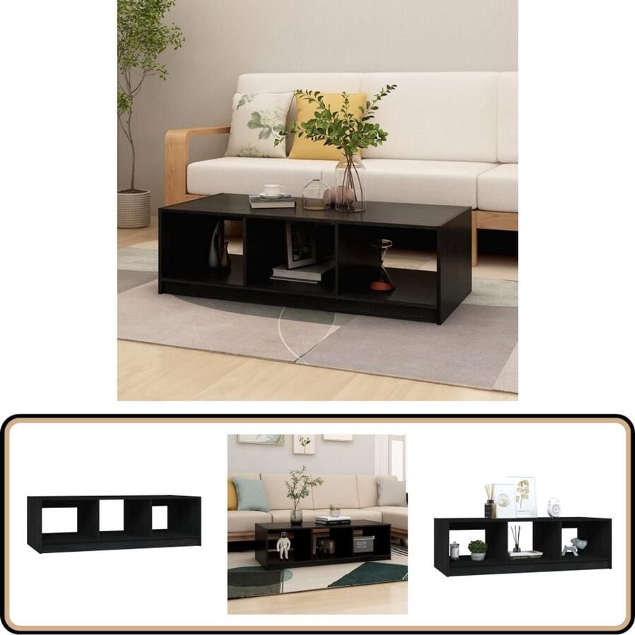VidaXL Salontafel Massief Grenenhout Zwart Salontafel Tafeltje Grenenhouten Tafel Zwarte Salontafel Opbergtafel Living Room Furniture