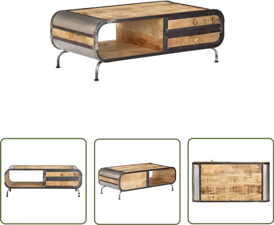 VidaXL Salontafel Massief Mangohout 100x50x35 cm Salontafel Mangohout Industrieel Bijzettafel Woonkamerdecoratie Meubilair