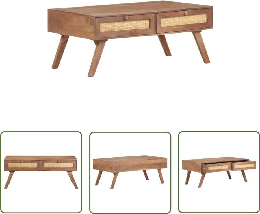 VidaXL Salontafel Massief Mangohout 100x60x40 cm Houten Tafel Salontafel Mangohout Woonkamertafel Vintage Stijl