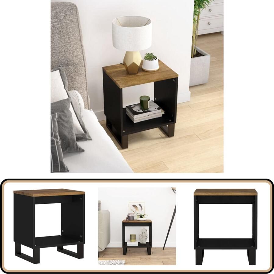 VidaXL Salontafel Massief Mangohout 40x31x46 cm Bijzettafel Salontafel Mangohouten Meubilair Houten Tafels Kastje