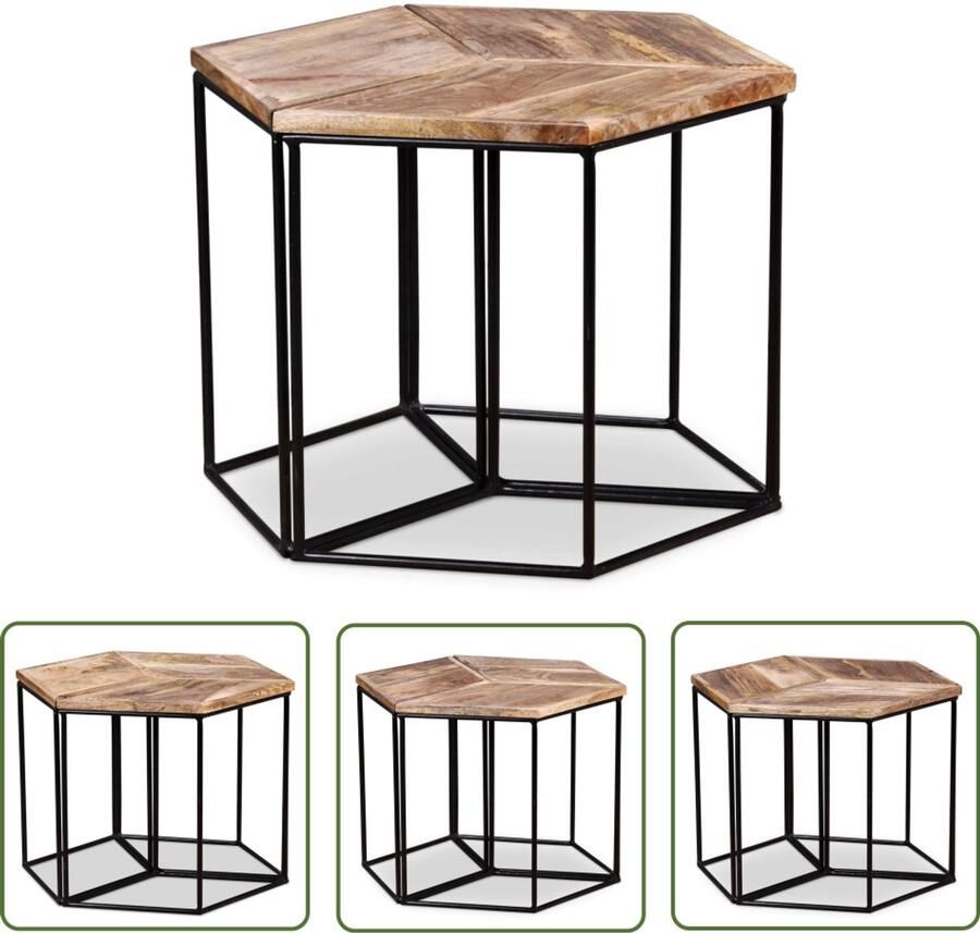 VidaXL -Salontafel-56x48x40-cm-massief-mangohout - Foto 2