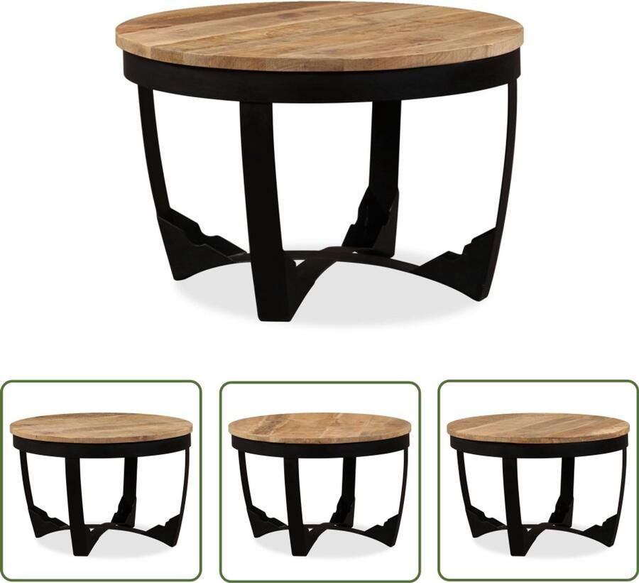VidaXL Salontafel Massief Mangohout 60x40 cm Bijzet Tafels Industrieel Design Salontafel Mango Wood Bruine Meubelen Vintage Meubilair