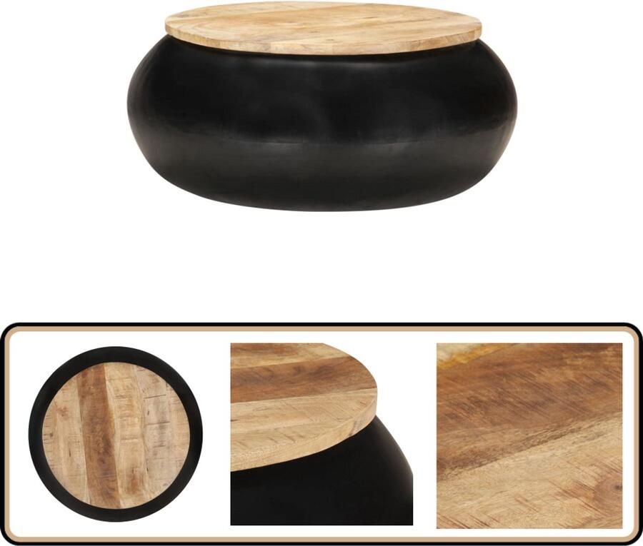 VidaXL Salontafel Massief Mangohout 68x68x30cm Salontafel Mangohouten Salontafel Houten Salontafel Bruine Salontafel Vintage Salontafel