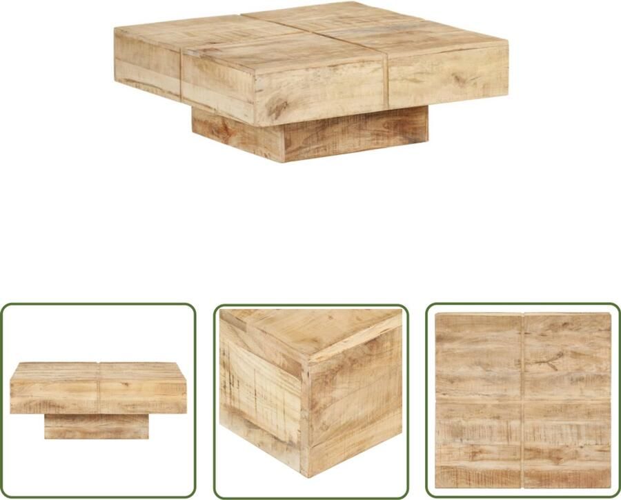 VidaXL Salontafel Massief Mangohout 80x80x28 cm Salontafel Houten Tafel Mangohout Bruine Tafel Woonkamer Meubilair Design Tafel Landelijke Stijl Ovale Tafel