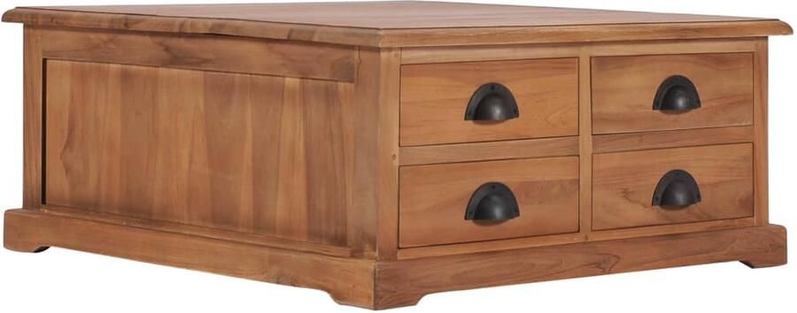 VidaXL Salontafel Massief teakhout 68x68x30 cm Salontafel Teak Hout Vintage Meubilair Landelijke Woonstijl Houten Salontafel