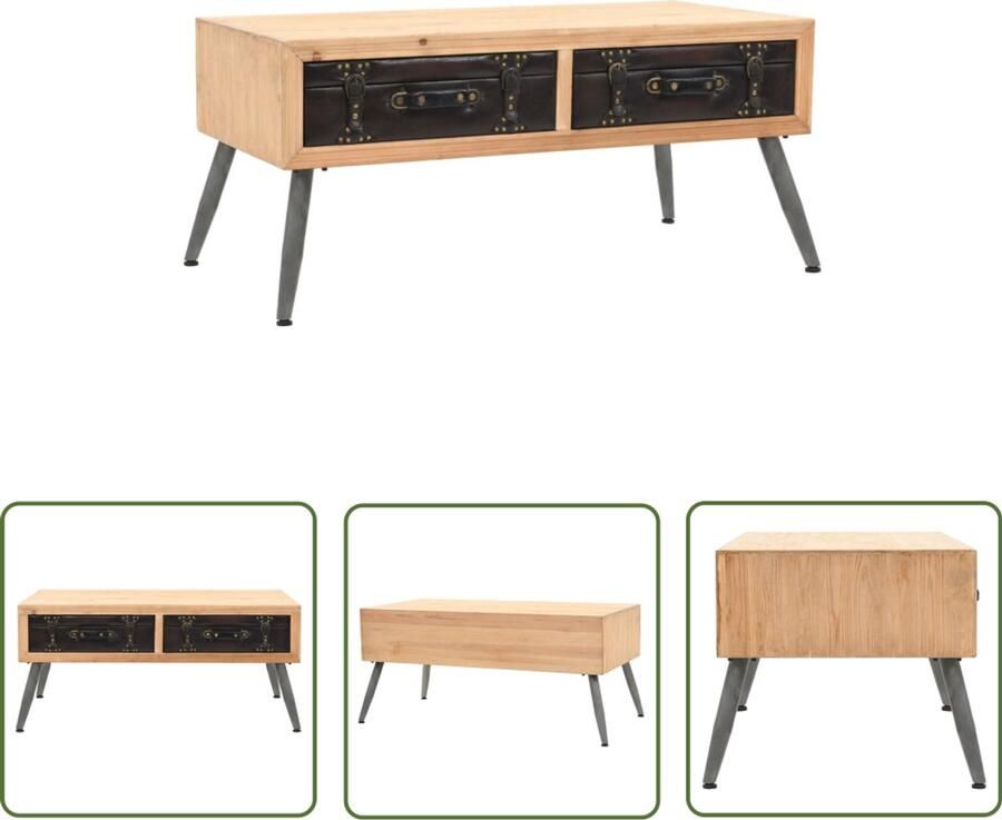 VidaXL Salontafel Massief Vurenhout 115x55x50 cm Salontafel Houten Salontafel Retro Salontafel Vintage Salontafel Salontafeltje Livingroom Meubilair Tv Tafeltje Kastanje Kleur