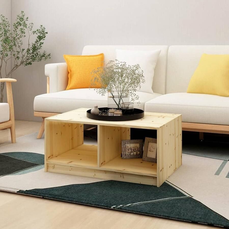 VidaXL Salontafel Massief Vurenhout 75x50x33 5 cm Salontafel Houten Tafel Banktafel Tv Tafel Living Room Furniture Meubilair Bruine Salontafel Massief Hout Opbergruimte Compact Modern Design Stijlvolle Tafel - Foto 2