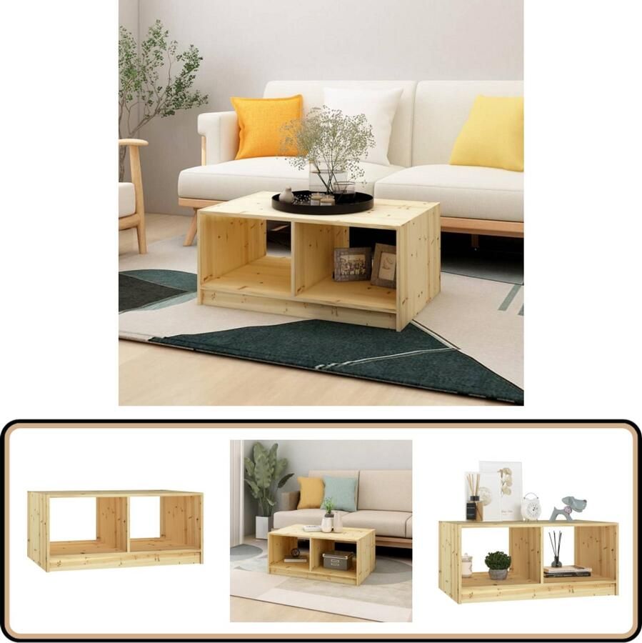 VidaXL Salontafel Massief Vurenhout 75x50x33 5 cm Salontafel Houten Tafel Banktafel Tv Tafel Living Room Furniture Meubilair Bruine Salontafel Massief Hout Opbergruimte Compact Modern Design Stijlvolle Tafel