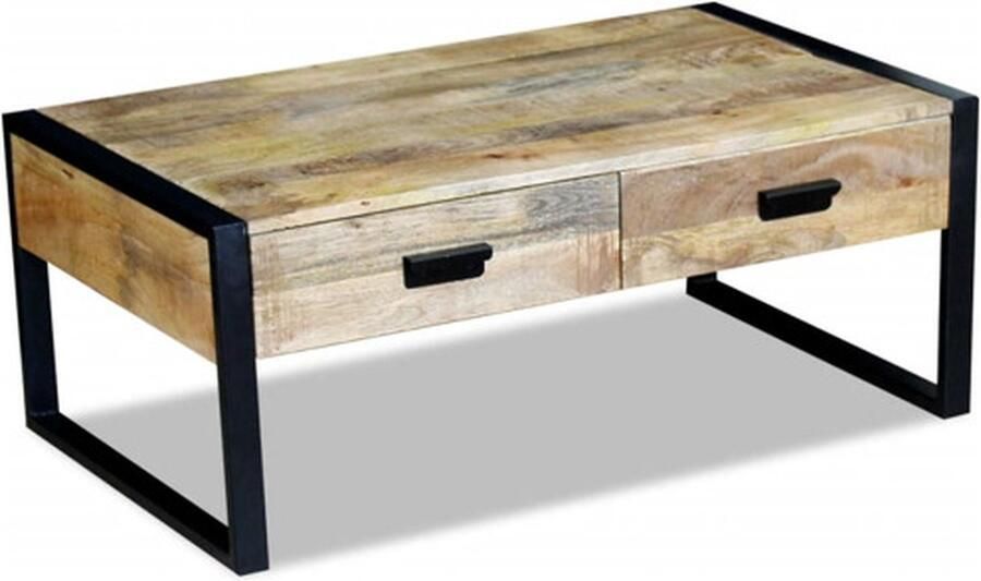 Vida XL vidaXL Salontafel met 2 lades 100x60x40 cm massief mangohout-VXL-243297 - Foto 2
