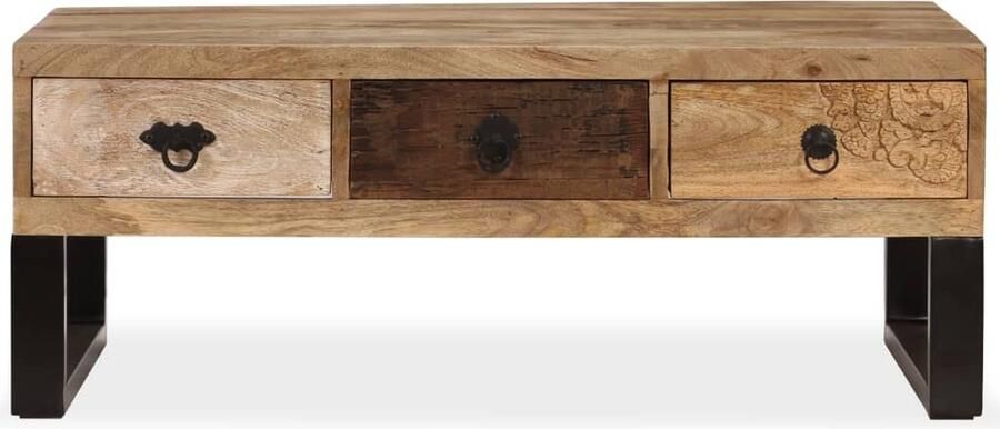 VidaXL Salontafel met 3 lades 90x50x35 cm massief mangohout