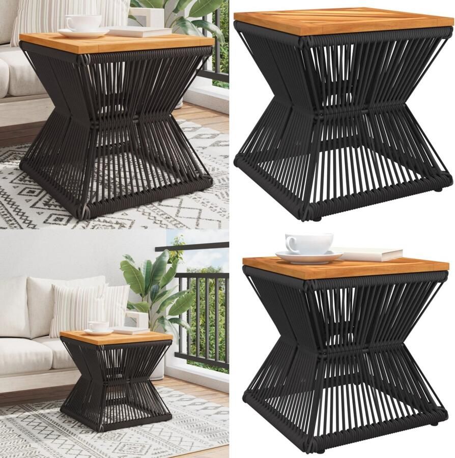 VidaXL Salontafel met draad 38x38x38 cm massief acaciahout Salontafel Salontafels Bijzettafel Banktafel