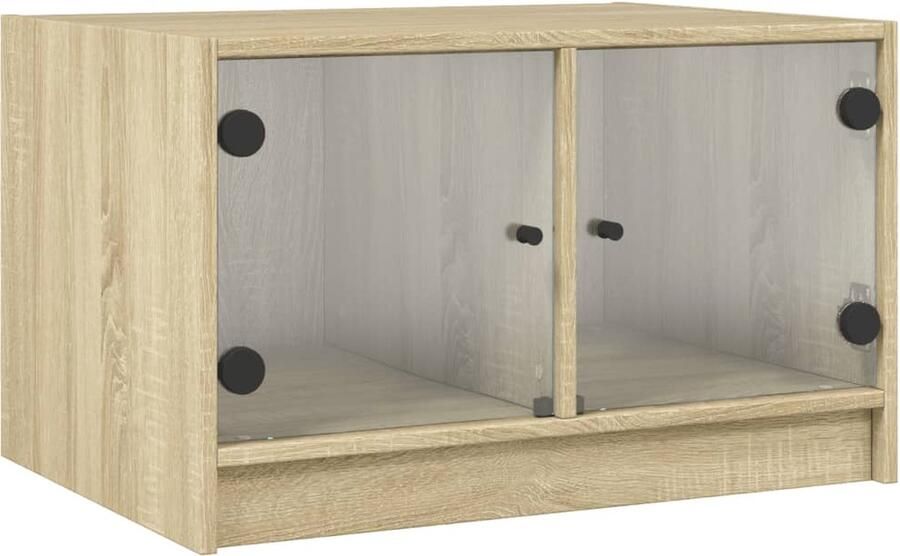 VidaXL Salontafel met glazen deuren 68x50x42 cm sonoma eikenkleurig