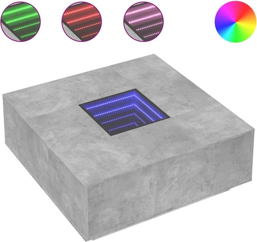 VidaXL Salontafel met Infinity LED 100x100x40 cm betongrijs