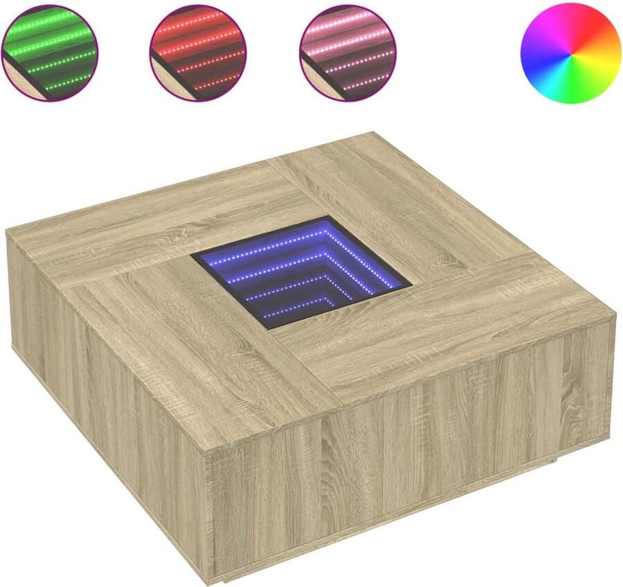 VidaXL Salontafel met Infinity LED 100x100x40 cm sonoma eikenkleurig