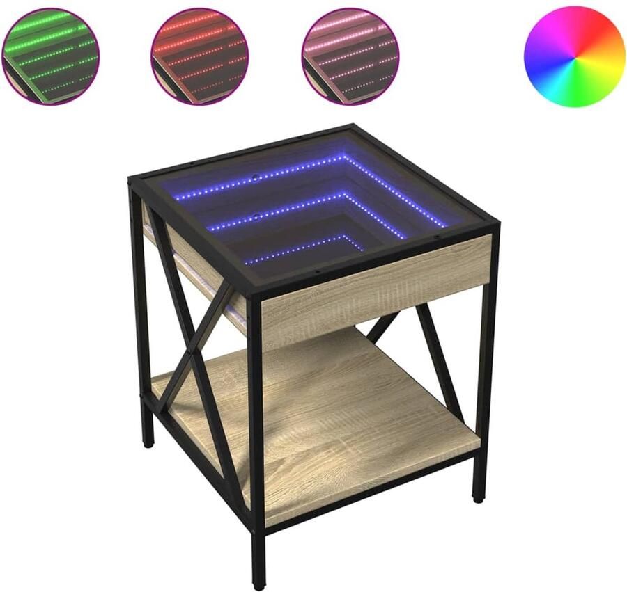 VidaXL Nachtkastje met Infinity LED 40x40x49 cm sonoma eikenkleurig