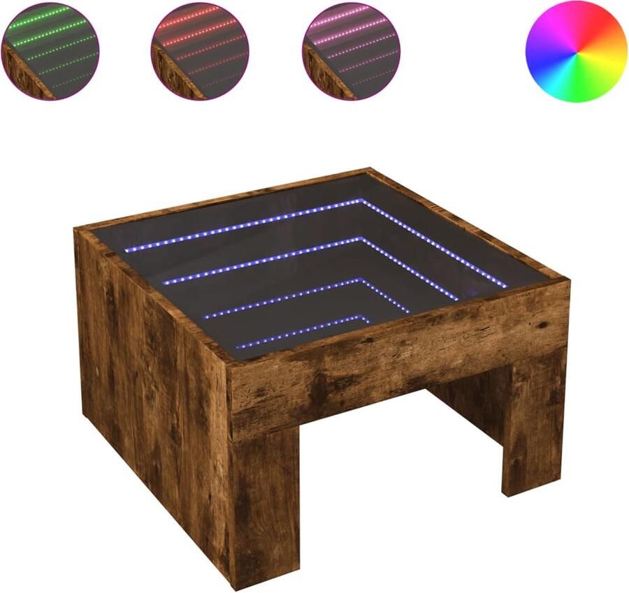VidaXL Salontafel met Infinity LED 50x50x30 cm gerookt eikenkleurig
