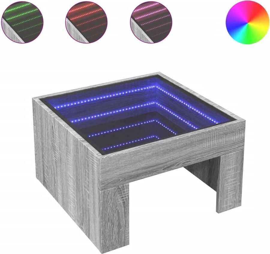 VidaXL Salontafel met Infinity LED 50x50x30 cm grijs sonoma eikenkleur