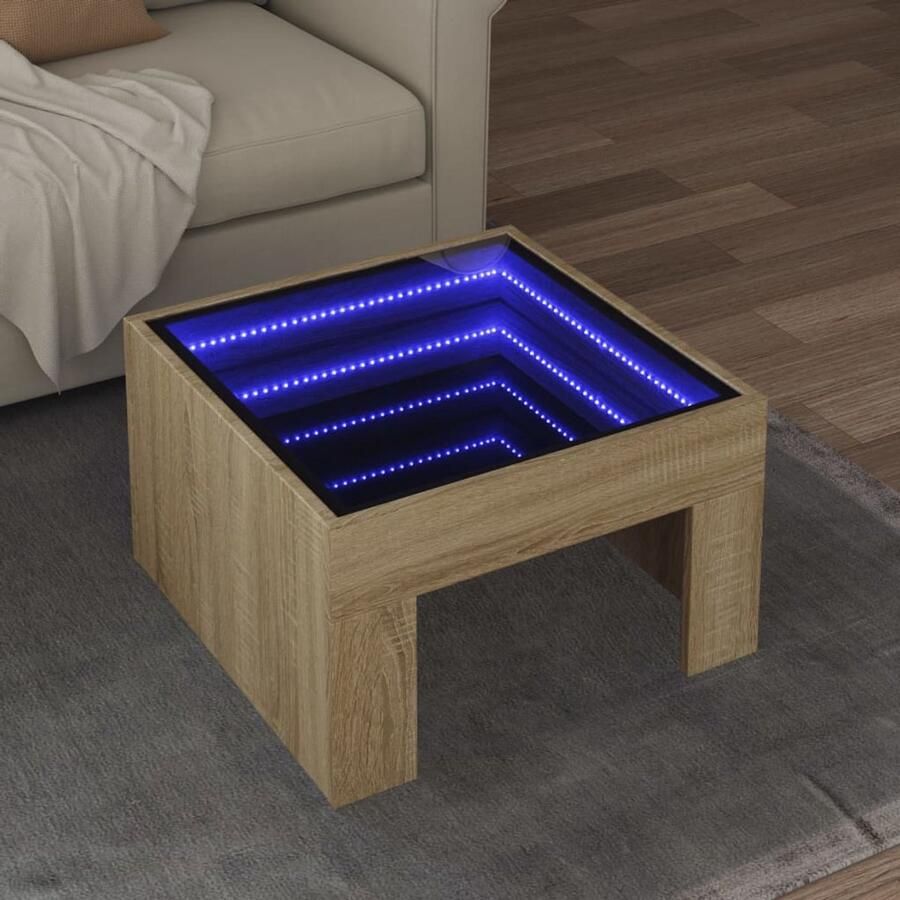 VidaXL Salontafel met Infinity LED 50x50x30 cm sonoma eikenkleurig