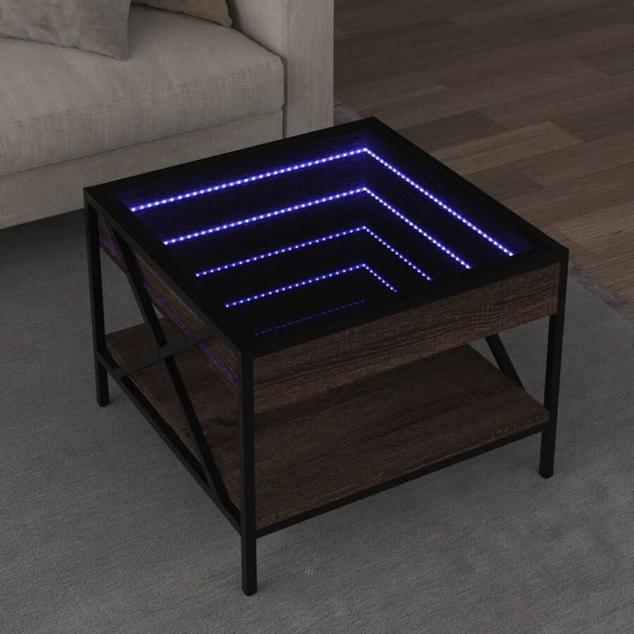 VidaXL Salontafel met Infinity LED 50x50x38 cm bruin eikenkleurig