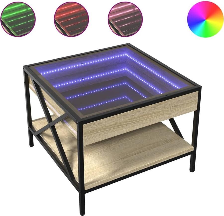 VidaXL Salontafel met Infinity LED 50x50x38 cm sonoma eikenkleurig