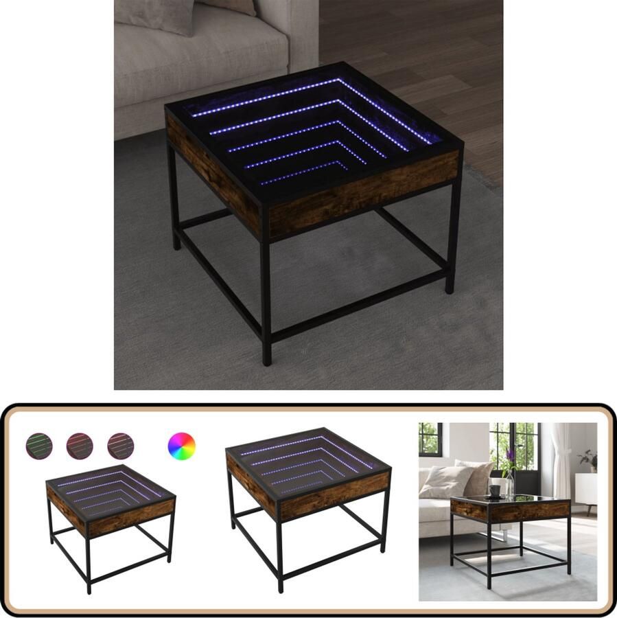 VidaXL Salontafel met Infinity LED 50x50x41 cm gerookt eikenkleurig