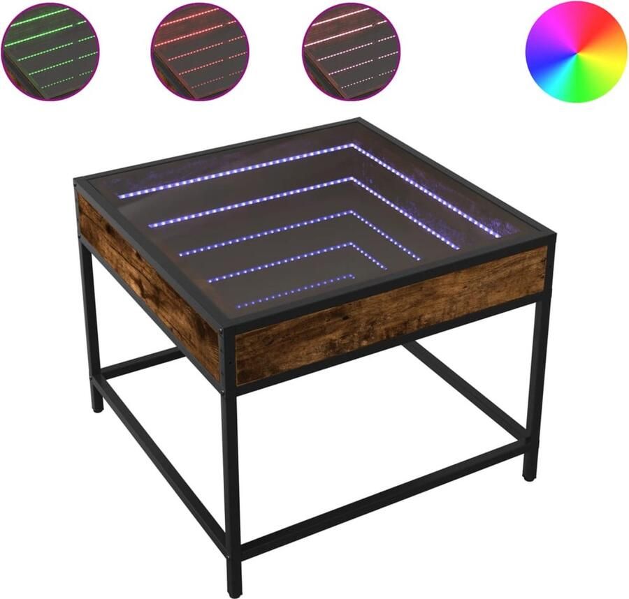 VidaXL Salontafel met Infinity LED 50x50x41 cm gerookt eikenkleurig