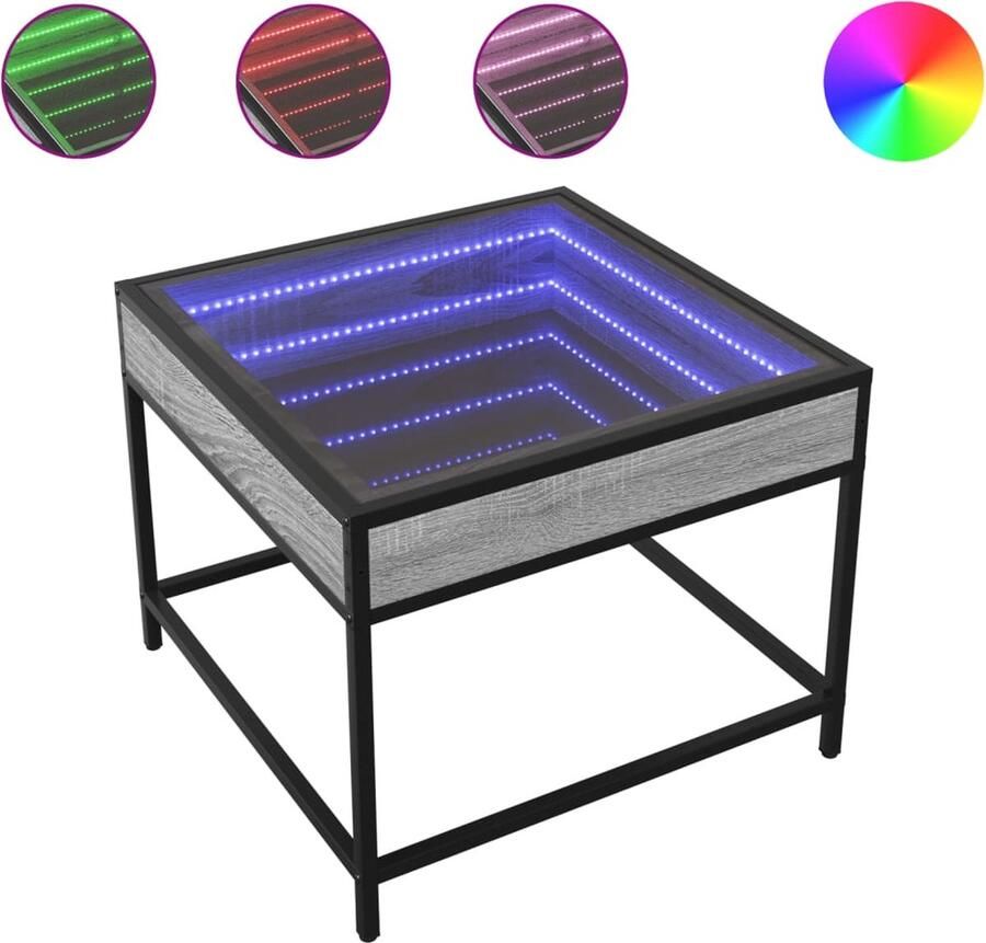 VidaXL Salontafel met Infinity LED 50x50x41 cm grijs sonoma eikenkleur