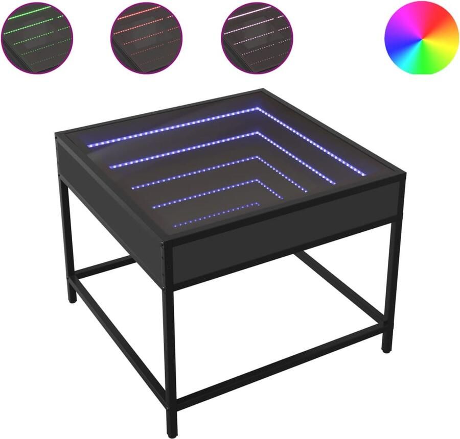 VidaXL Salontafel met Infinity LED 50x50x41 cm zwart