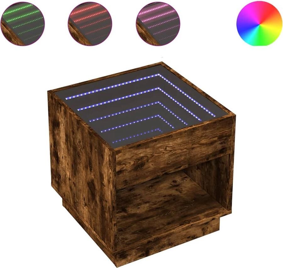 VidaXL Salontafel met Infinity LED 50x50x50 cm gerookt eikenkleurig